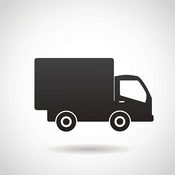 ilustraciones, imágenes clip art, dibujos animados e iconos de stock de icono de vector de camión de reparto - moving van relocation motion physical activity