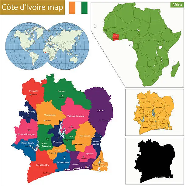 Vector illustration of Ivory Coast map