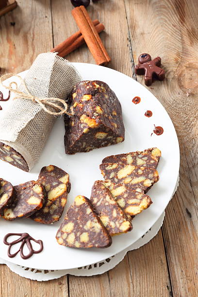 istock chocolate sausage with decorations 468653552