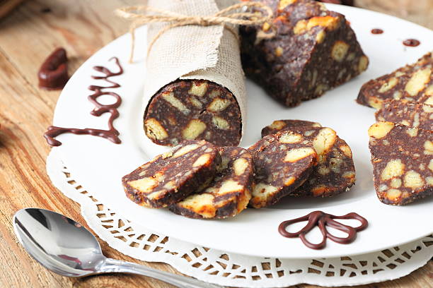 istock chocolate sausage with decorations 468653556