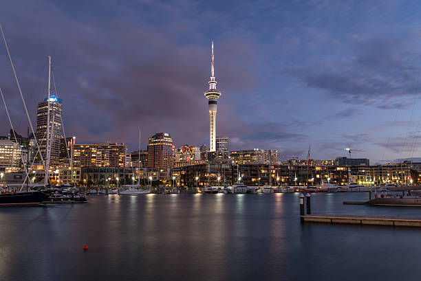 Skycity at Sunset A shot of Auckland City Skycity at sunset Waitemata Harbor stock pictures, royalty-free photos & images