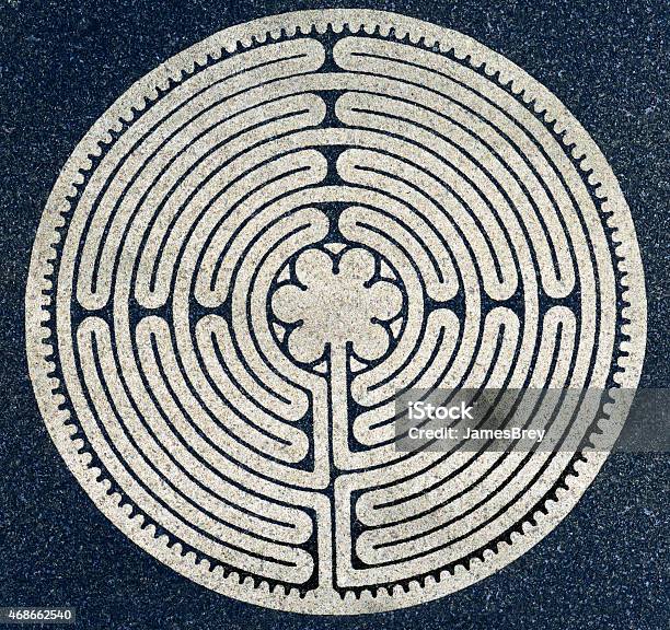 Ancient Round Labyrinth Symbol Stock Photo - Download Image Now - Maze, Spirituality, Circle