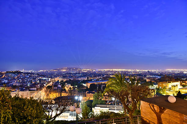 Barcelona by night stock photo