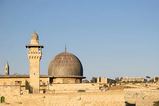 The tower of Al-Aqsa Mosque in Old City of Jerusalem, Israel