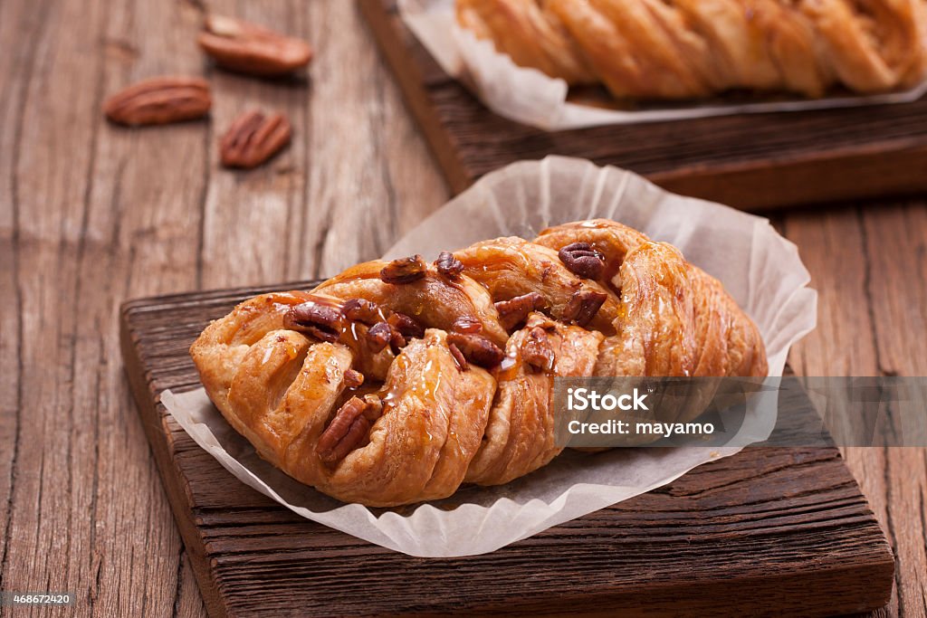 maple pecan Danish pastry maple pecan with nuts and maple syrup 2015 Stock Photo