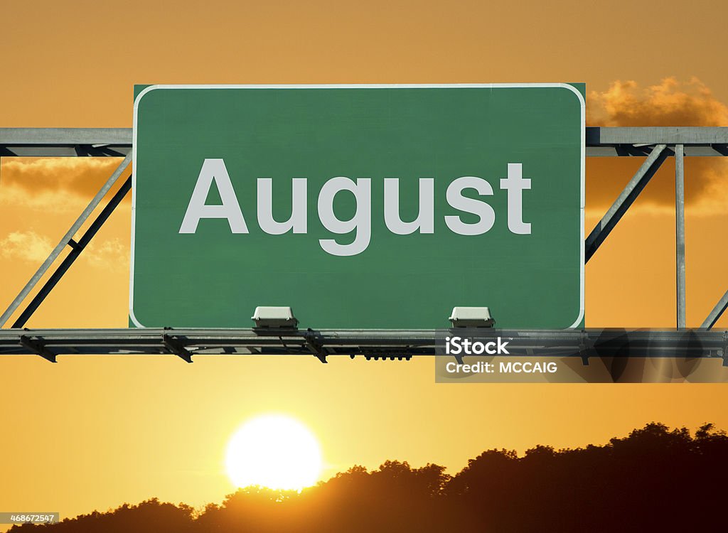 August A road sign concept with the word "August." August Stock Photo