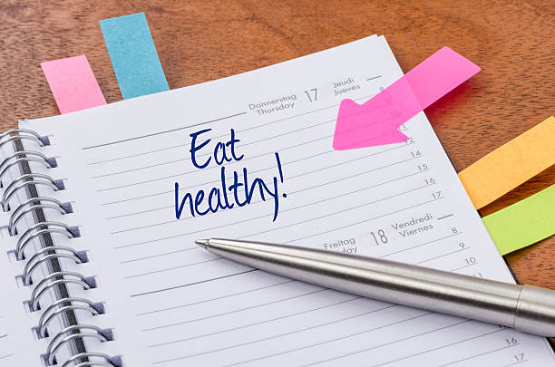 istock Daily planner with the entry Eat healthy 468673298