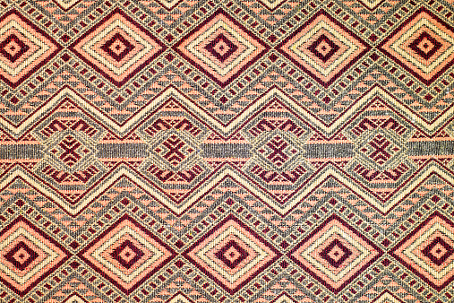 Thailand style rug surface close up vintage fabric is made of hand-woven cotton fabric More of this motif.