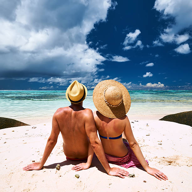 istock Couple on a beach at Seychelles 468679782