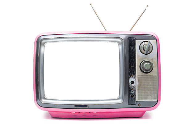 istock Pink Vintage TV on  white background 468680352
