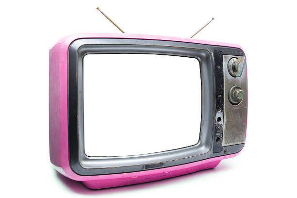 istock Pink Vintage TV on  white background 468680354