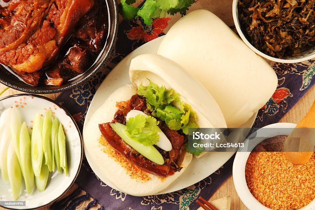 Gua Bao (Steamed sandwich ) Taiwan's traditional food - Gua Bao (Steamed sandwich )  2015 Stock Photo