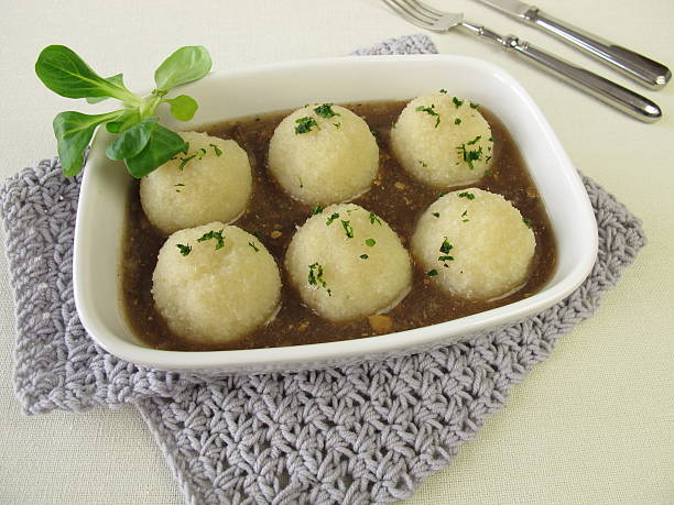 istock Potato dumplings with mushroom sauce 468685040