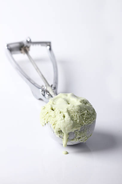 istock green tea ice cream in scooping utensil 468690256
