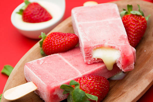 Strawberry Popsicles with gooey filling
