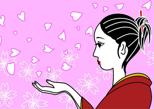 桜と少女 - sakura blossom flower single flower点のイラスト素材／クリップアート素材／マンガ素材／アイコン素材