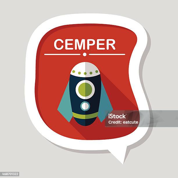 Rocket Flat Icon With Long Shadow Eps10 Stock Illustration - Download Image Now - 2015, Airplane, Astronaut