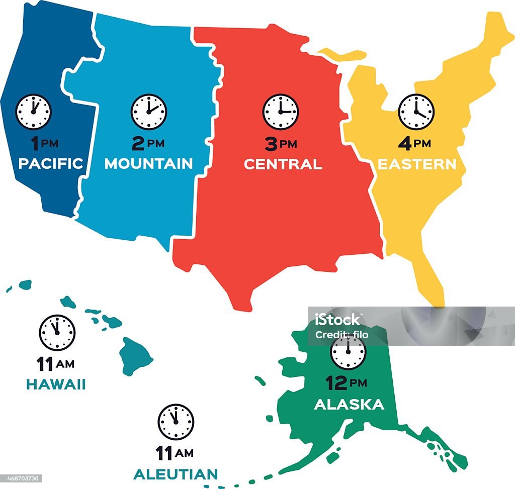 미국 표준 시간대평편 디자인식 시간대에 대한 스톡 벡터 아트 및 기타 이미지 - 시간대, 미국, 지도 - Istock