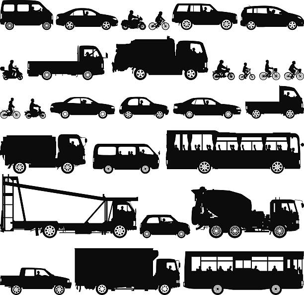 Highly Detailed Vehicles Vehicle silhouettes. Zoom in to see the detail! truck silhouettes stock illustrations