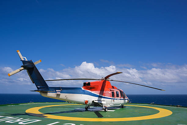 istock Shut down engine helicopter on oil rig helipad 468705603