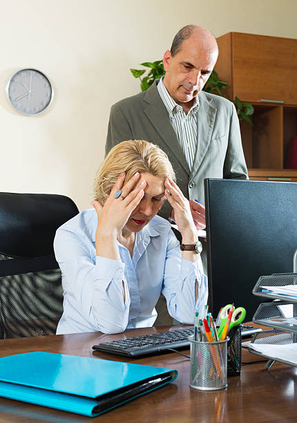 istock Angry chief and secretary in office 468708452