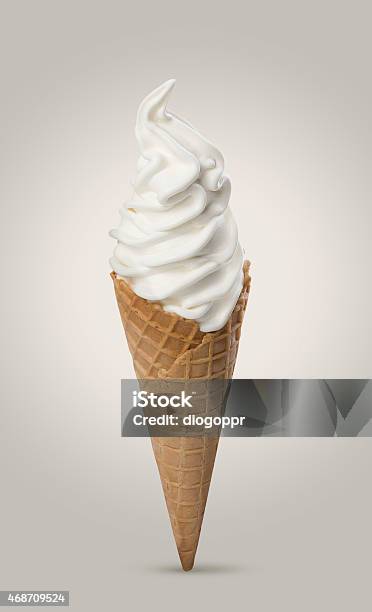 A Softserve Ice Cream Cone Isolated On White Stock Photo - Download Image Now - Ice Cream, Softness, Ice Cream Cone