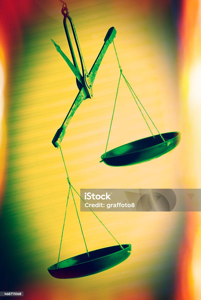 scale old scales of justice on green background with clipping path 2015 Stock Photo