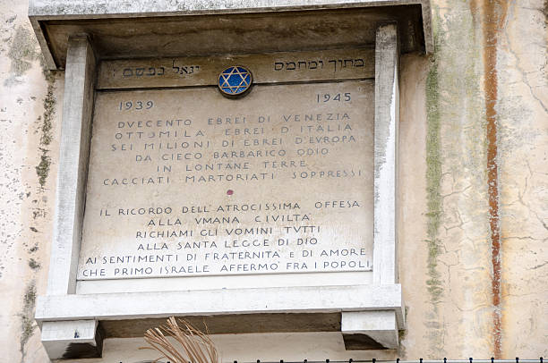 A dedication  sign with the Star of David on a wall in the Jewish Ghetto in Venice. One of Europes oldest ghettos.