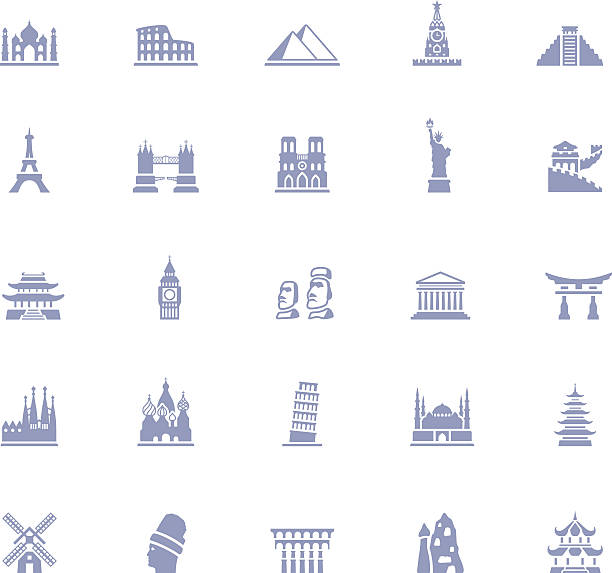 Famous Place Icon Set High Resolution JPG,CS6 AI and Illustrator EPS 10 included. Each element is named,grouped and layered separately. Very easy to edit. pisa sculpture stock illustrations