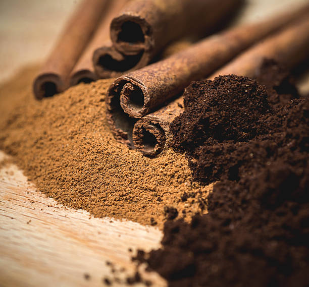 istock cinnamon powder with sticks and coffee powder. macro,selective 468722154