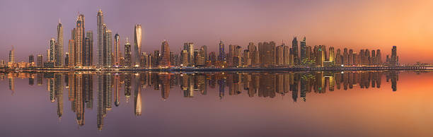 istock A cityscape panorama of Dubai at sunset 468726116