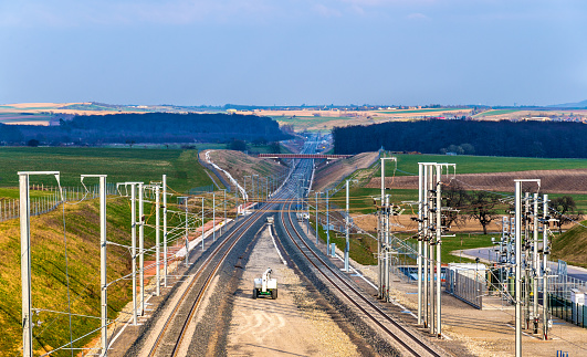 High-speed railway LGV Est phase II under construction near Saverne, France. To be opened in 2016.