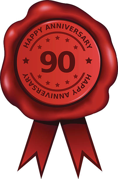 szczęśliwy ninetieth rocznica - rubber stamp quality control branding security stock illustrations