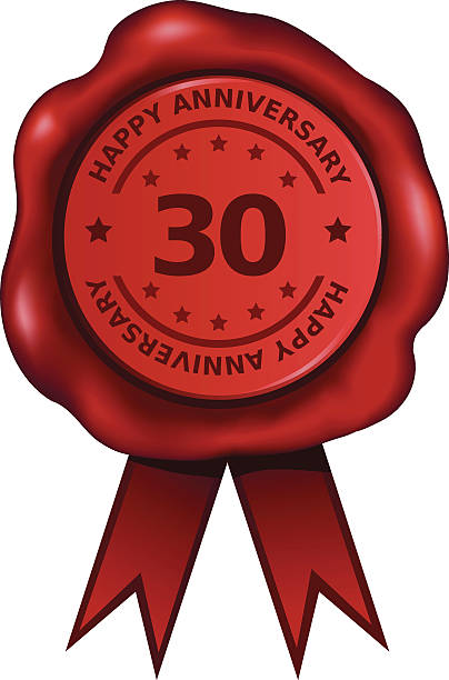 szczęśliwy trzydziesty rocznica - rubber stamp quality control branding security stock illustrations