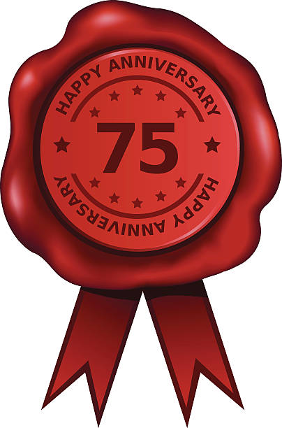 szczęśliwy siedemdziesiąt piąta rocznica - rubber stamp quality control branding security stock illustrations