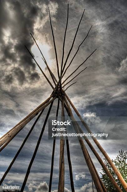 Frame Of Indian Tipi Stock Photo - Download Image Now - Alberta, Back Lit, Canada