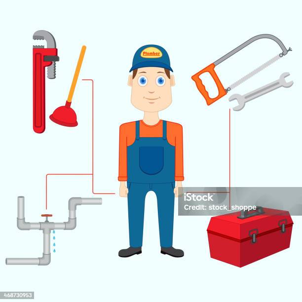 Ilustración de Fontanero Con Herramienta y más Vectores Libres de Derechos de Adulto - Adulto, Artesano, Caja de herramientas