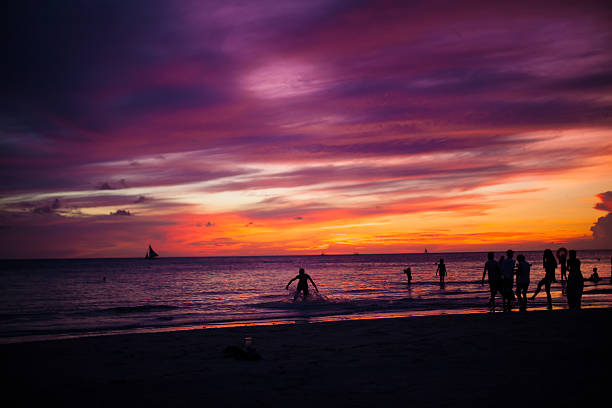 istock Colorful bright sunset on the island Boracay, Philippines 468732979