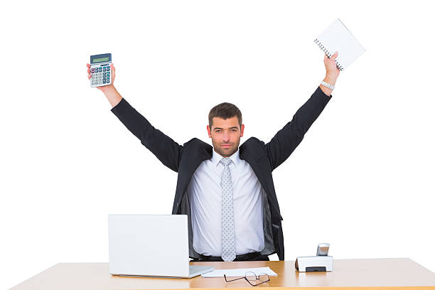 istock Businessman holding calculator and diary 468733308