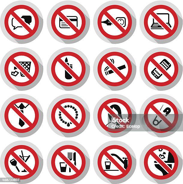 Set Prohibited Symbols Stock Illustration - Download Image Now - Bathroom, Garbage, Paper