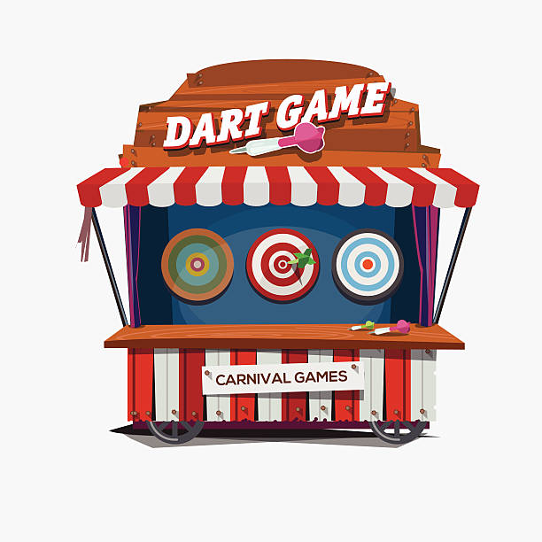 дротик игры. карнавал корзины концепция векторные иллюстрации — - dartboard bulls eye darts pattern stock illustrations