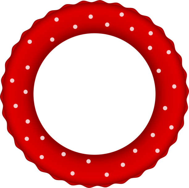 red-ring mit weißen punkten - swimming pool inner tube toy float stock-grafiken, -clipart, -cartoons und -symbole