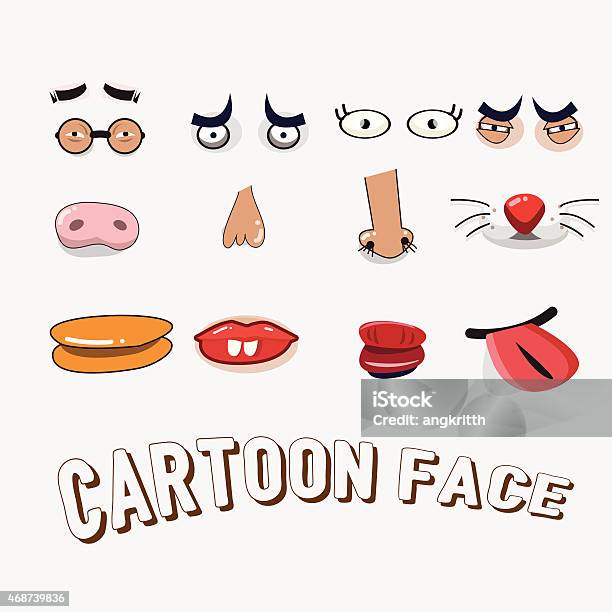 Cartoon Emotions Face Set Vector Illustrator Stock Illustration - Download Image Now - 2015, Anger, Animal Body Part