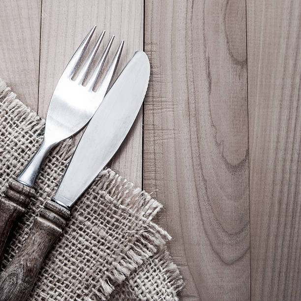 istock Vintage silverware on  wooden background 468741241
