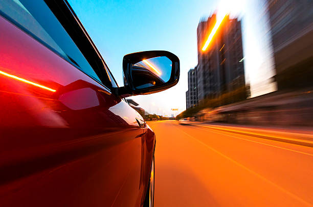 istock car on the road with motion blur background. 468748413