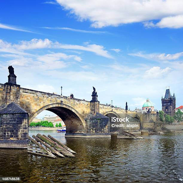 Ponte Carlo Praga - Fotografie stock e altre immagini di 2015 - 2015, Acqua, Albero