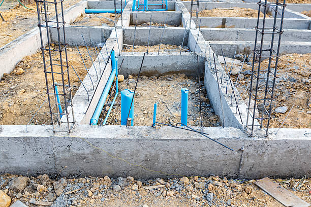 istock foundation for house building with plumbing system 468748836