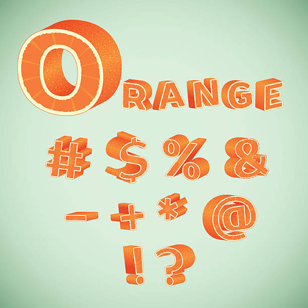 Colorful 3d Symbols with orange pattern Colorful 3d Symbols with orange pattern octothorp stock illustrations