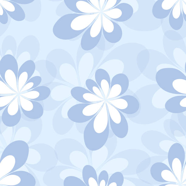 seamless pattern with декоративные цветы на синем фоне. vec - white background stock illustrations