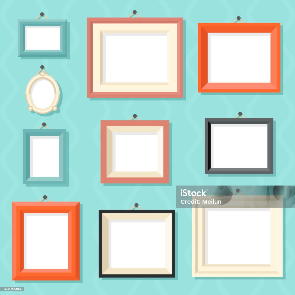 Vintage Cartoon Photo Picture Painting Drawing Frame Template Icon Set Vintage Cartoon Photo Picture Painting Drawing Frame Template Icon Set Stylish Wall Background Retro Design Vector Illustration Picture Frame stock vector